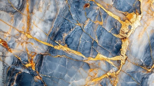 Close-up of Blue and Gold Marble Texture
