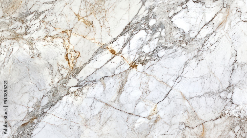 Close-up of White Marble with Grey and Gold Veining Close-up of White Marble with Grey and Gold Veining