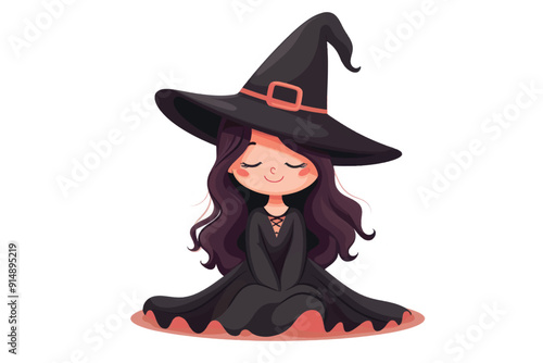 Cute witch cartoon illustration