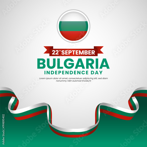 Bulgaria independence day Square banner background with waving flag vector illustration