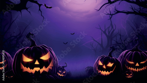Halloween themed wallpaper with purple background.