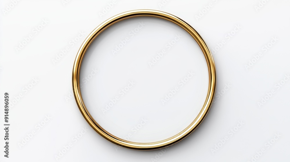 Golden circle frame on white background, minimalist design, elegant metallic finish Golden circle frame on white background, minimalist design, elegant metallic finish