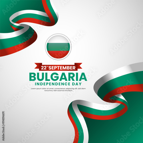 Bulgaria independence day Square banner background with waving flag vector illustration