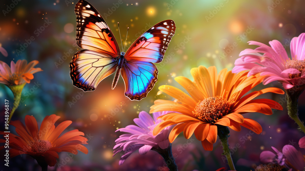 A butterfly wings landing on a flower A butterfly wings landing on a flower