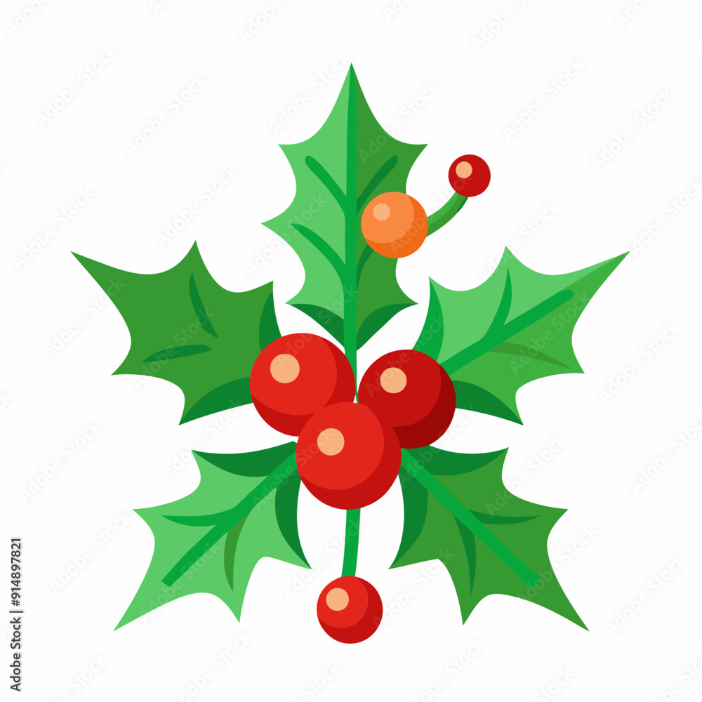 christmas holly with ribbon