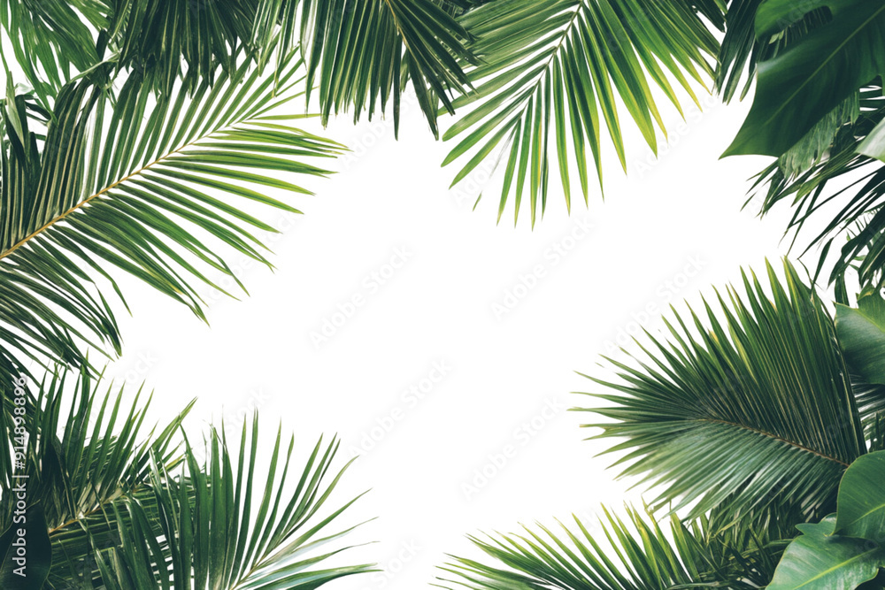 Isolated palm leaf on a white background, Isolated palm leaf on a white background,