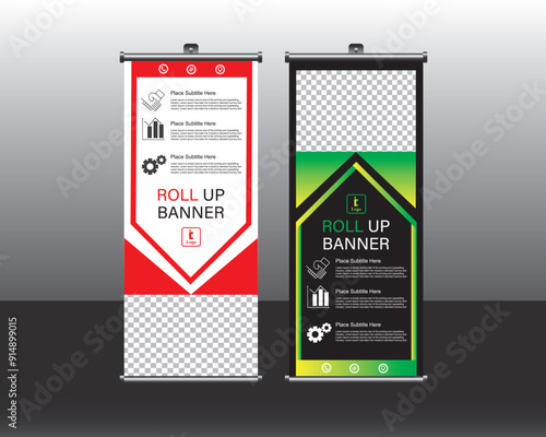 Roll up banner Design, roll up brochure flyer banner design vertical template vector, abstract geometric background, modern x-banner and flag-banner, rectangle size, modern Roll up banner template