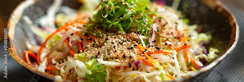 Bowl of Fresh Salad with Sesame Seeds - Photo photo