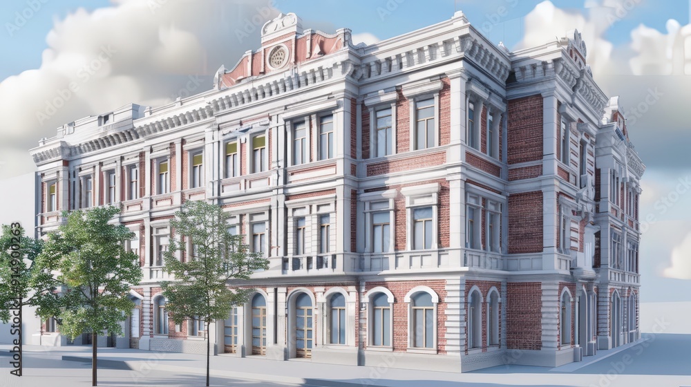 Create a 3D rendering of a historic building. How do you capture the architectural details and historical significance of the structure Create a 3D rendering of a historic building. How do you capture the architectural details and historical significance of the structure