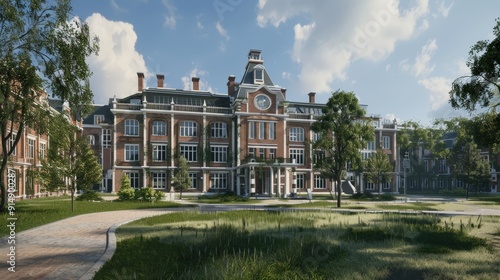 Fototapeta Naklejka Na Ścianę i Meble -  Create a 3D rendering of a historic building. How do you capture the architectural details and historical significance of the structure