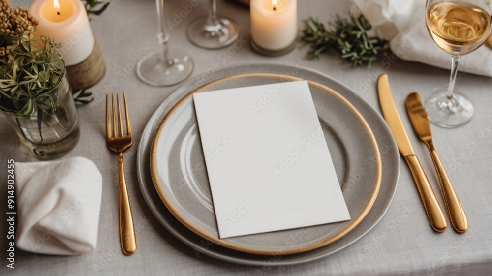 table setting with flowers | Table place setting blank menu card mockup or reserve in wedding invite and special event
table setting with flowers | Table place setting blank menu card mockup or reserve in wedding invite and special event