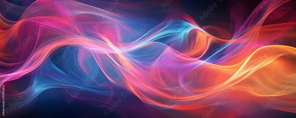 Colorful abstract waves on dark background Colorful abstract waves on dark background