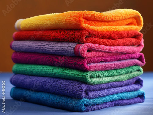 Stack of rainbow towels