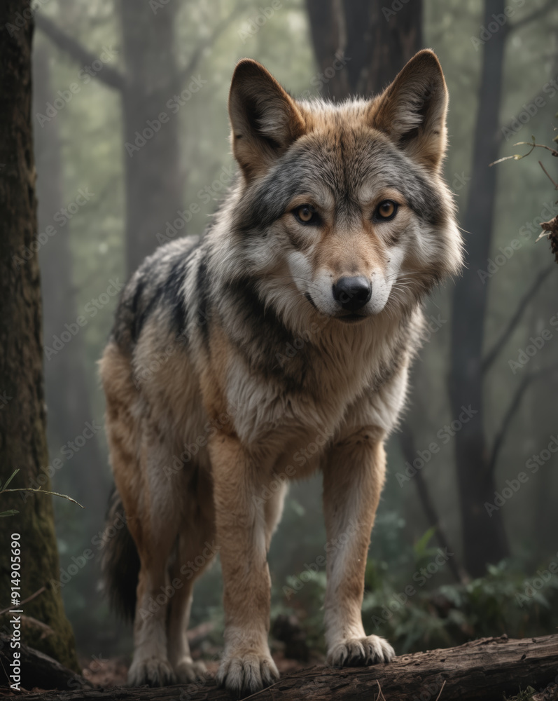 Wolf in a Misty Forest Wolf in a Misty Forest
