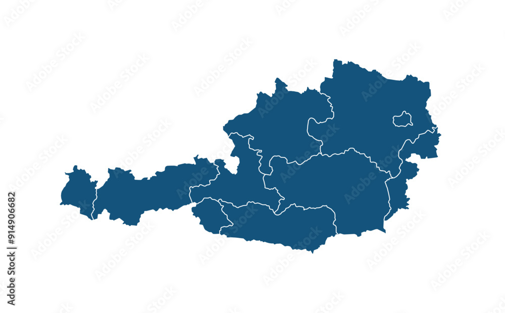 Fototapeta premium Map of Austria. Vector Austria Map on white background. 