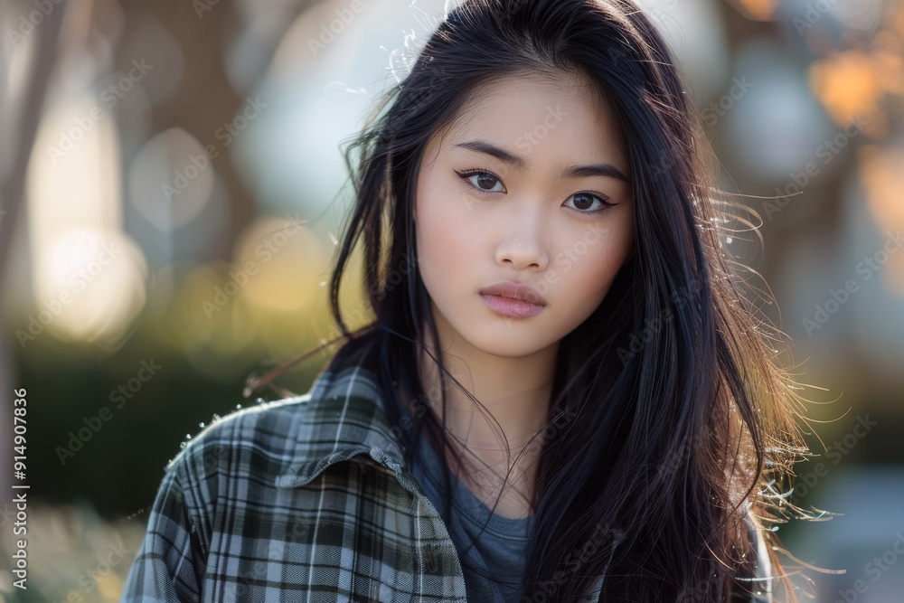 Portrait of a Young Woman with Long Black Hair Portrait of a Young Woman with Long Black Hair