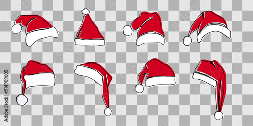 set Christmas hats Santa Claus
