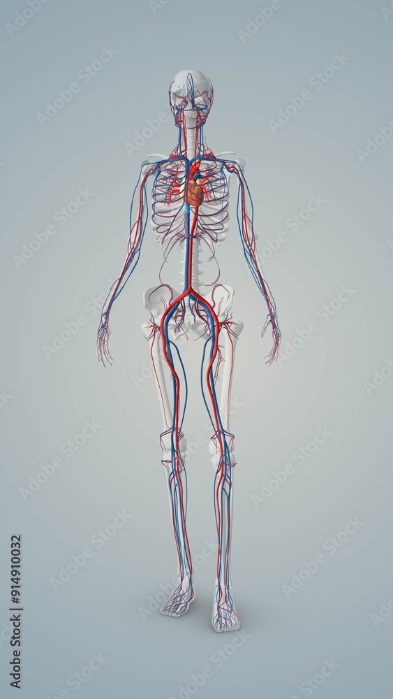 Circulatory system with human skeleton Circulatory system with human skeleton