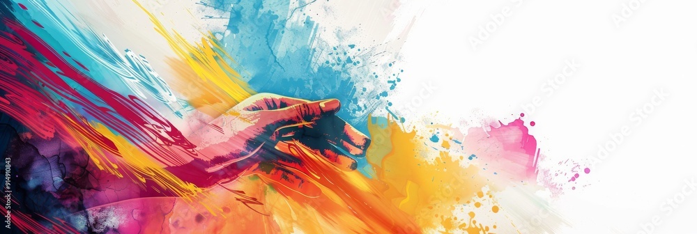 Abstract Hand with Colorful Splashes Abstract Hand with Colorful Splashes