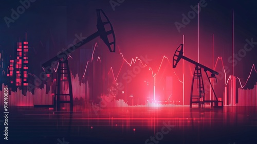 Oil market crisis with a price crash below zero presented as a vector concept Industry selloff due to low demand photo