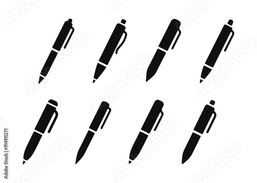 Pen simple icon set. Pen symbol collection. Vector illustration. Set of pens