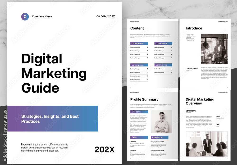 Blue and White Modern Gradients Project Proposal Stock Template | Adobe ...