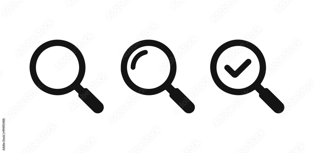 Magnifying glass simple icon collection. Search icon set. Vector Magnifying glass simple icon collection. Search icon set. Vector