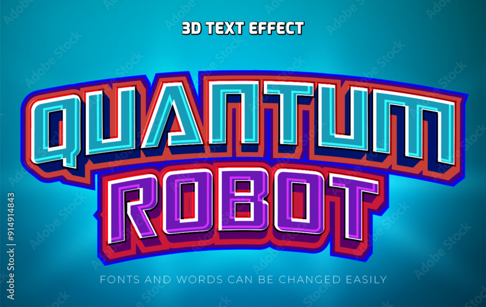 Naklejka premium Quantum robot 3d editable text effect style