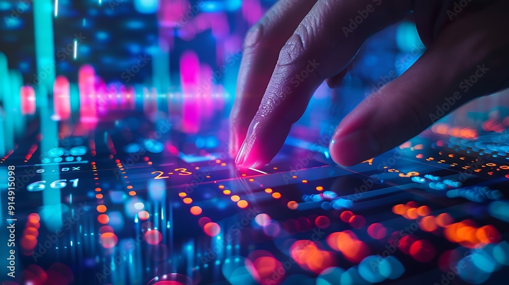 A detailed shot of a hand pressing the buy button on a dynamic stock market interface, with fast-moving stock charts and tickers in the background, sharp focus on the interface, realistic lighting, A detailed shot of a hand pressing the buy button on a dynamic stock market interface, with fast-moving stock charts and tickers in the background, sharp focus on the interface, realistic lighting,