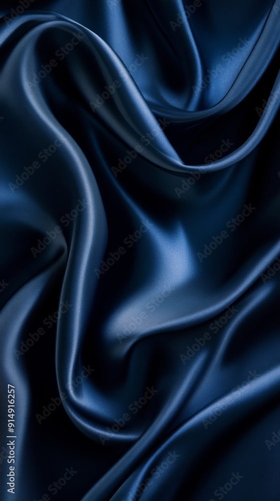 Obraz premium Dark blue silk fabric with smooth folds