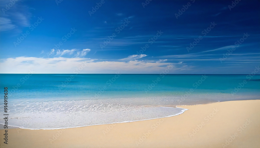 The wide sea and the sandy beach. Blue sky. The wide sea and the sandy beach. Blue sky.