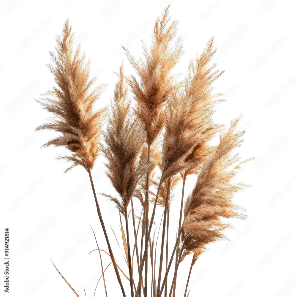 Fototapeta premium Aesthetic bouquet of dried pampas grass in neutral tones, perfect for home decor and bohemian style arrangements. transparent background