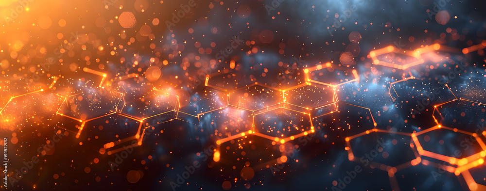Fototapeta premium Abstract tech background with illuminated fiber optic connections, quantum computing network systems, and electronic global intelligence design