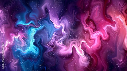 Colorful swirls of blue, purple, and pink create a mesmerizing cosmic abstract artwork filled with starry accents