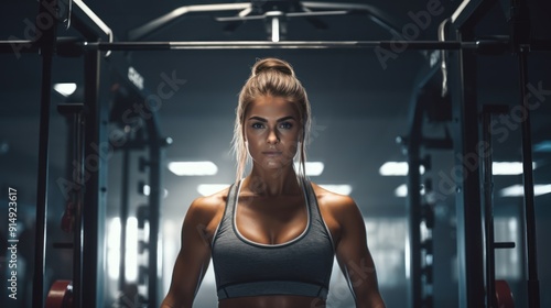 A  woman in a modern gym,  photo