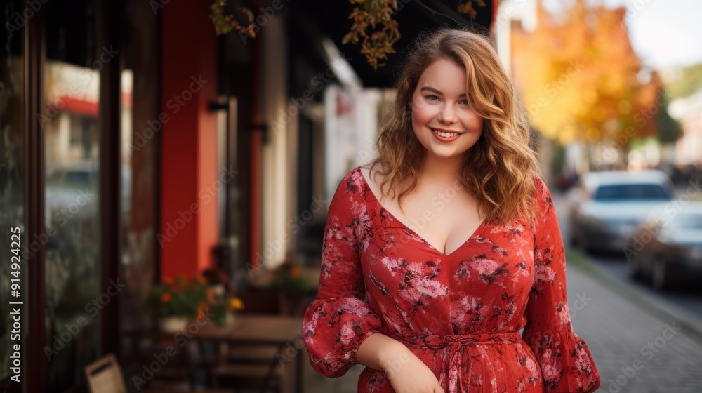 Cute chubby woman in a stylish Cute chubby woman in a stylish