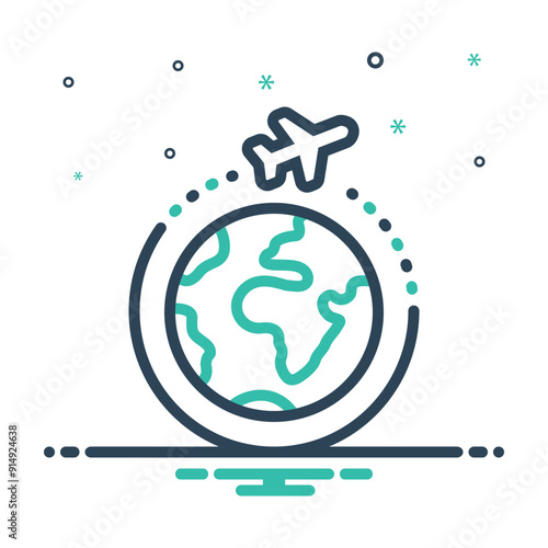 Mix icon for world wide delivery