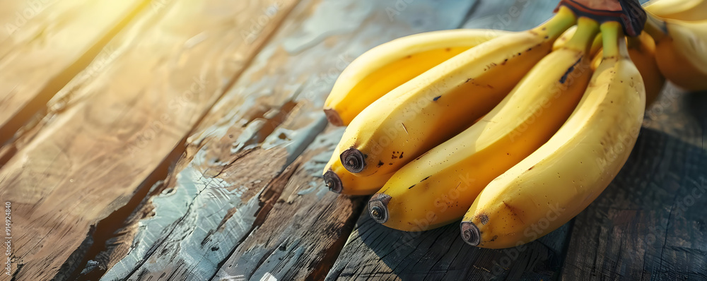 Yellow Bananas on Wooden Background Photo Yellow Bananas on Wooden Background Photo