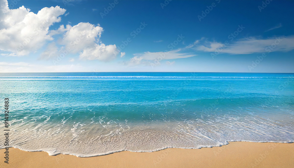 The wide sea and the sandy beach. Blue sky. The wide sea and the sandy beach. Blue sky.