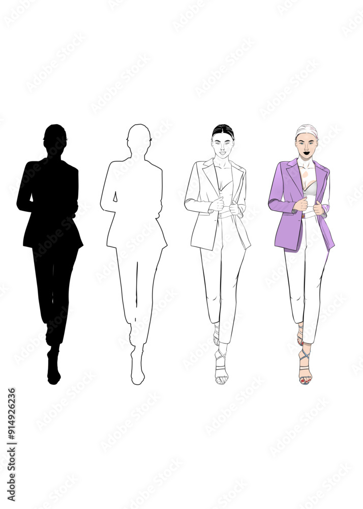 custom made wallpaper toronto digitalArchitectural Scale Figure illustration of a woman