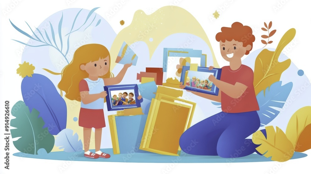 Children Looking at Pictures Children Looking at Pictures