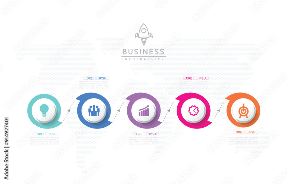 Vector infographic business presentation template with circular interconnection with 5 options. Vector infographic business presentation template with circular interconnection with 5 options.