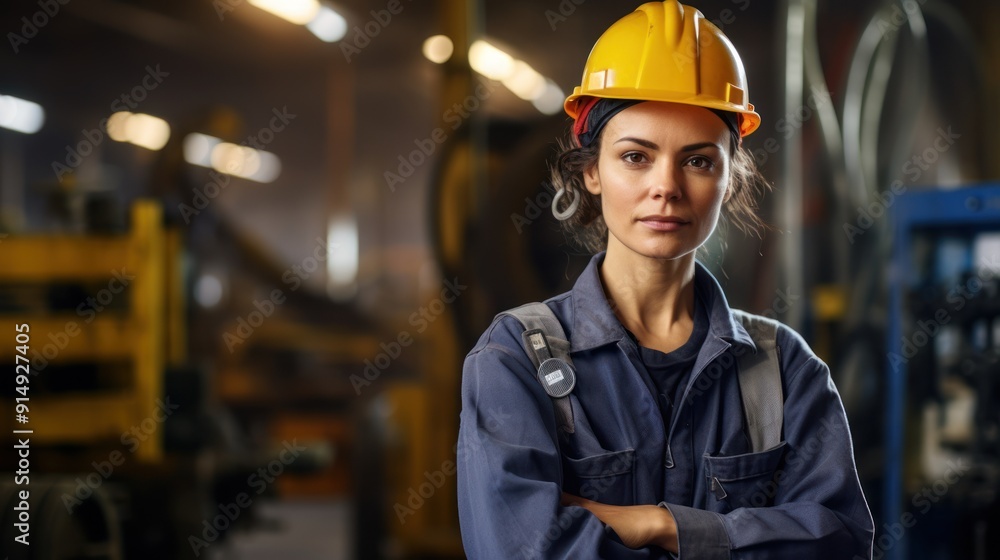 a confident young woman wearing a safety helmet a confident young woman wearing a safety helmet