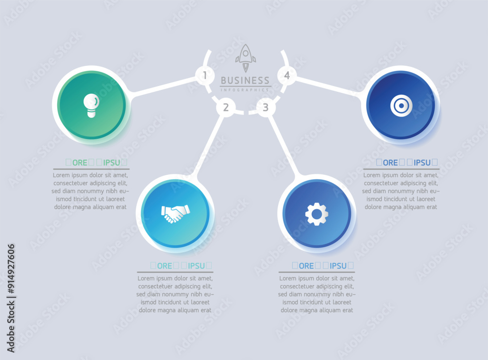 Obraz premium Vector infographic business presentation template with circular interconnection with 4 options.