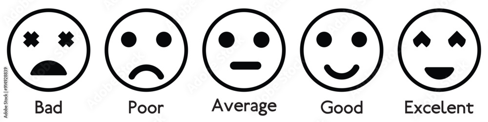 Feedback emoticons emojis. Smiley icon set , happy, neutral, sad, emoji ...