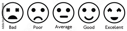 Feedback emoticons emojis. Smiley icon set , happy, neutral, sad, emoji, icon - Customer satisfaction rating scale with good and bad emotions. Vector illustration. eps 10