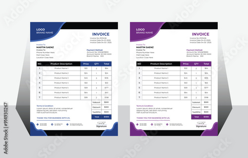 Modern professional invoice template design