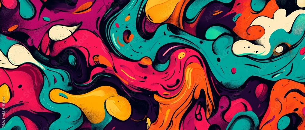 Funky vibrant pattern with intense colors and messy abstract forms illustration Funky vibrant pattern with intense colors and messy abstract forms illustration