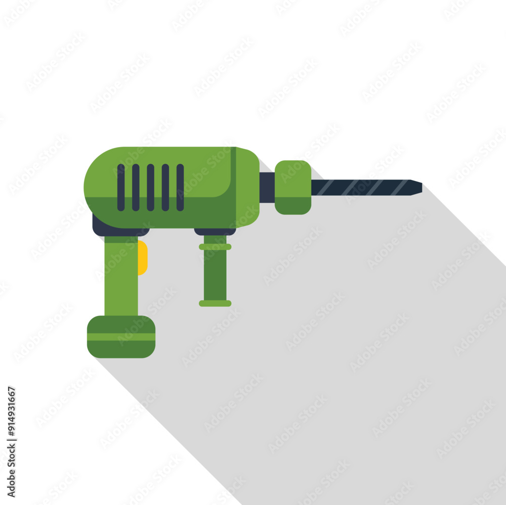 Green rotary hammer drill for making holes in concrete and stone Green rotary hammer drill for making holes in concrete and stone