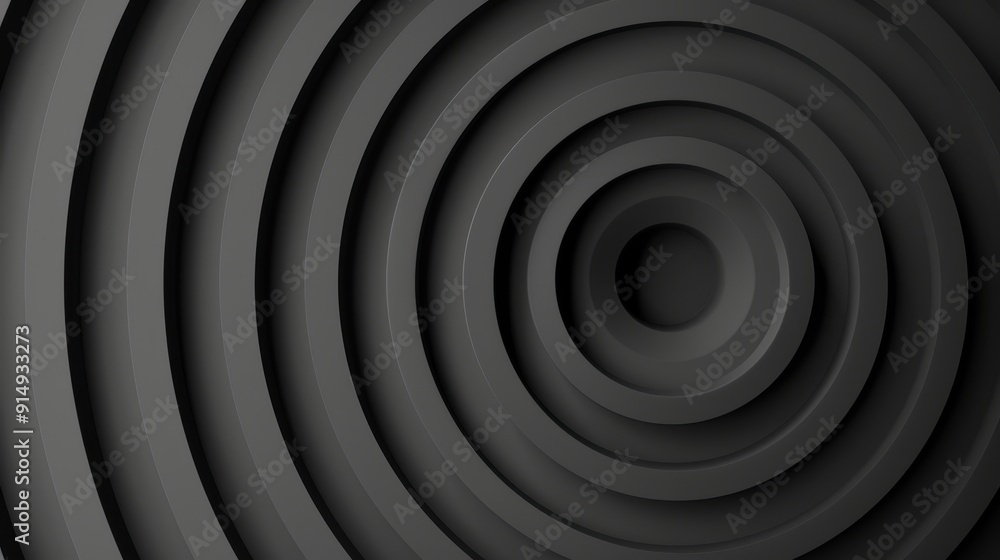 Obraz premium Concentric circular patterns in grey tones form a striking modern design element
